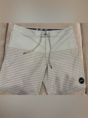 RVCA Men’s Green Striped Swim Trunks